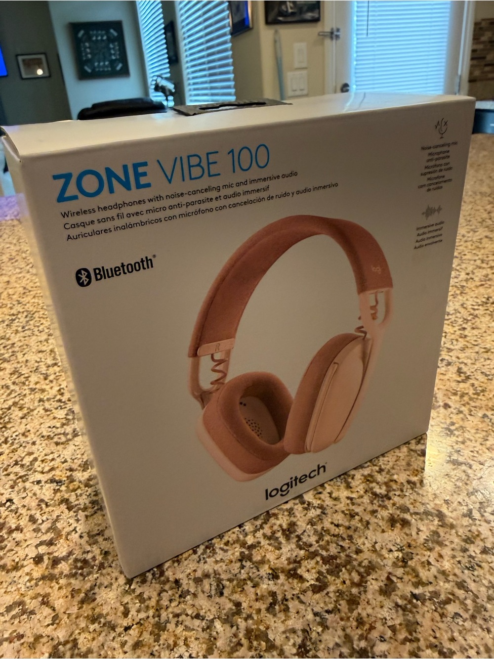Logitech Zone Vibe 100 wireless headphones in Rose